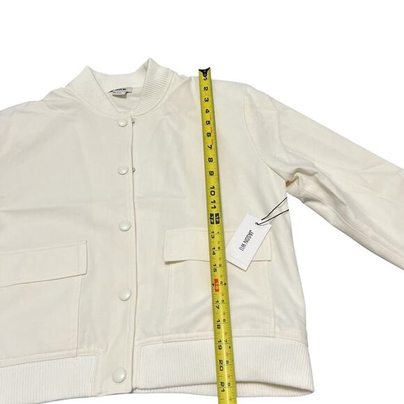 NWT JASON WU Women's Cream Button Up Bomber Jacker Size L - Picture 8 of 9